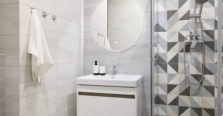 Modern Small Bathroom Walk-In Shower Remodel in Walton